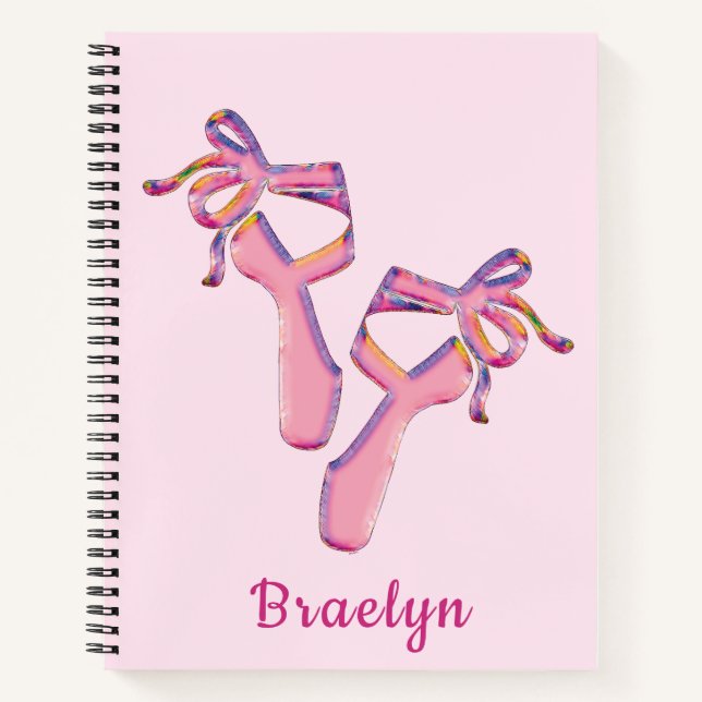 Cuaderno Diseño de pantuflas de ballet rosado caprichosas (Anverso)