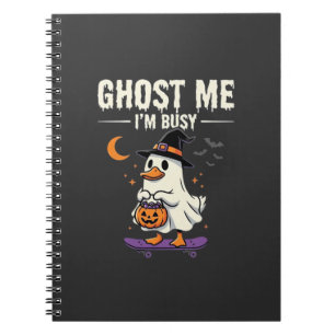 Cuaderno Diseño de patineta de pato fantasma de Halloween_1