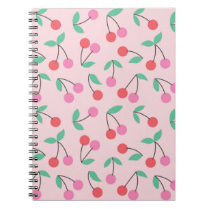 Cuaderno Diseño de patrón continuo de cerezas lindas. Ilust