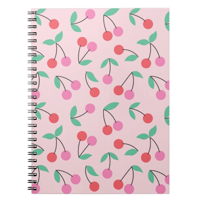Cuaderno Diseño de patrón continuo de cerezas lindas. Ilust (Frente)