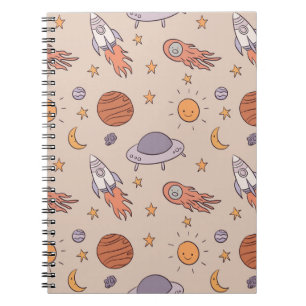 Cuaderno Diseño de patrón continuo de dibujos animados lind