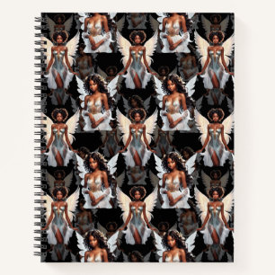 Cuaderno Diseño de patrón de ángeles de niña negra hermosa
