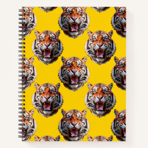 Cuaderno Diseño de patrón de cabeza de tigre amarillo