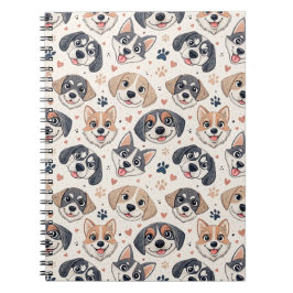Cuaderno Diseño de patrón de cara de cachorro lindo para ni