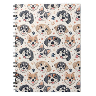 Cuaderno Diseño de patrón de cara de cachorro lindo para ni