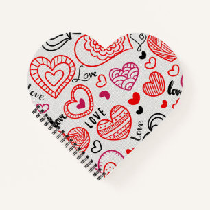 Cuaderno Diseño de patrón de corazón rojo de amor Estilo
