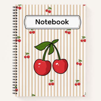 Cuaderno Diseño de patrón de franja de cereza lindo