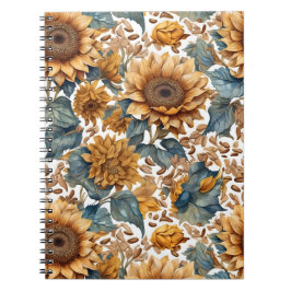 Cuaderno Diseño de patrón de girasoles bailando