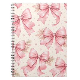 Cuaderno Diseño de patrón de lazo rosa – Estética Coquette 