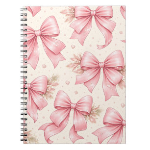 Cuaderno Diseño de patrón de lazo rosa – Estética Coquette 