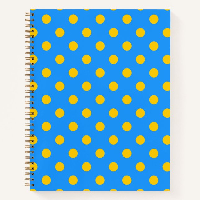 Cuaderno Diseño de patrón de lunares azules sobre amarillo (Anverso)