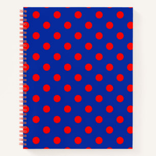 Cuaderno Diseño de patrón de lunares azules sobre rojo