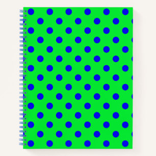 Cuaderno Diseño de patrón de lunares azules sobre verde