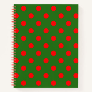 Cuaderno Diseño de patrón de lunares rojos sobre verde