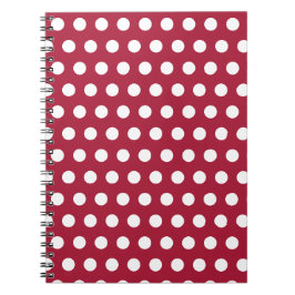 Cuaderno Diseño de patrón de lunares rojos y blancos de bay