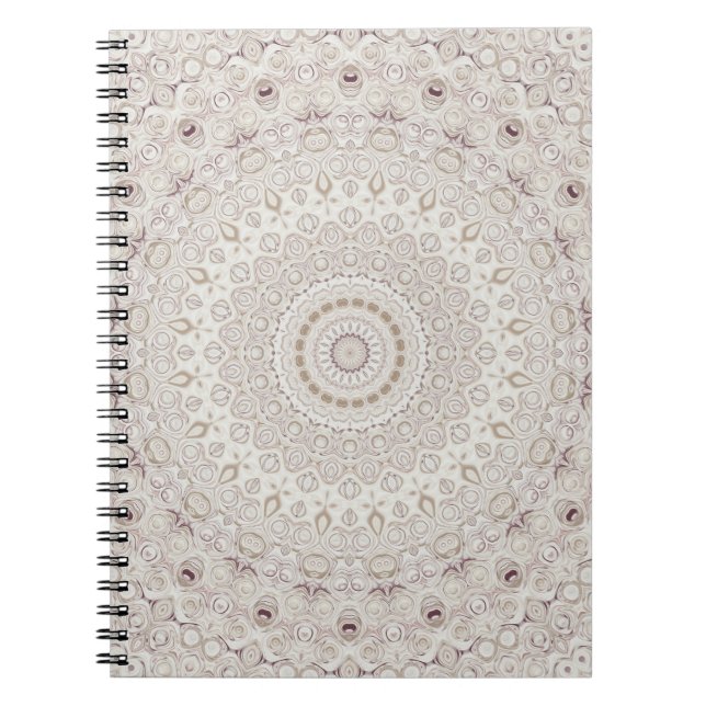 Cuaderno Diseño de patrón de mandala beige y taupe (Frente)