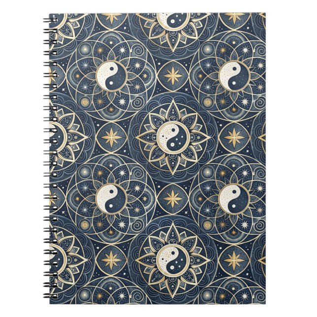 Cuaderno Diseño de Patrón de Mandala de Armonía Celestial Y (Frente)