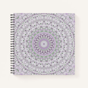 Cuaderno Diseño de patrón de mandala lavanda y verde