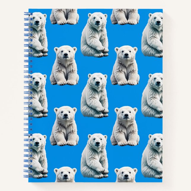 Cuaderno Diseño de patrón de oso polar azul (Anverso)
