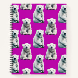 Cuaderno Diseño de patrón de oso polar púrpura