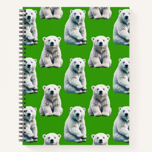 Cuaderno Diseño de patrón de oso polar verde