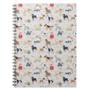 Cuaderno Diseño de patrón de perros pequeños blanco
