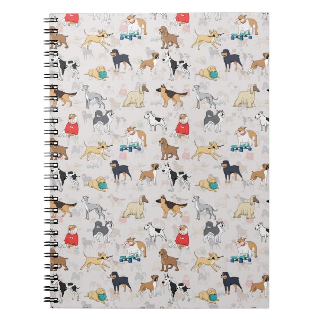 Cuaderno Diseño de patrón de perros pequeños blanco (Frente)