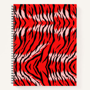 Cuaderno Diseño de patrón de piel de animal de tigre rojo