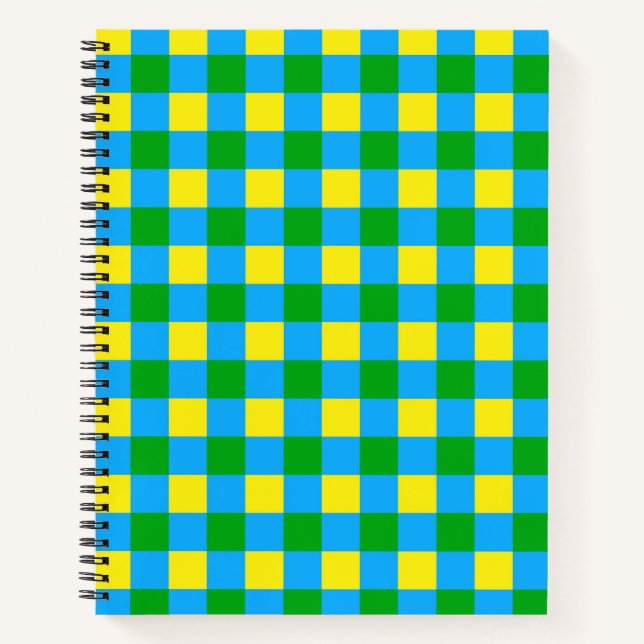 Cuaderno Diseño de patrón de placa de cheque amarillo verde (Anverso)