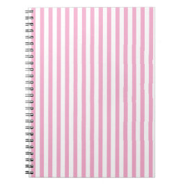 Cuaderno Diseño de Patrón de Raya Vertical Rosa Blanco