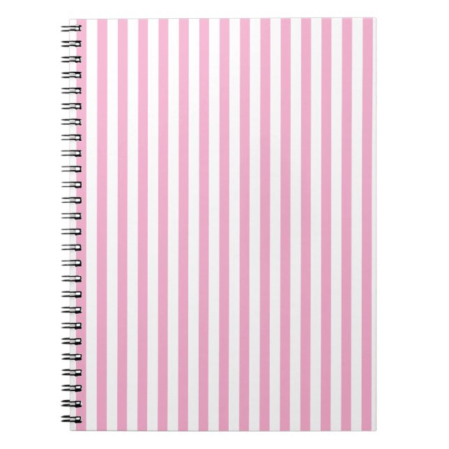 Cuaderno Diseño de Patrón de Raya Vertical Rosa Blanco (Frente)