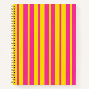 Cuaderno Diseño de patrón de rayas elegantes rosa amarillo