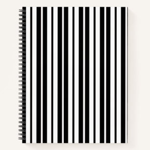 Cuaderno Diseño de Patrón de Rayas Verticales Blancas y Neg