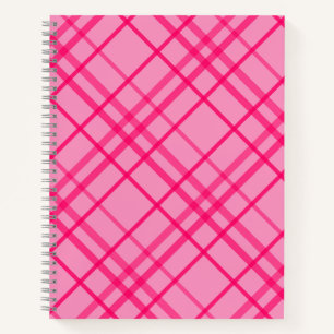 Cuaderno Diseño De Patrón De Tartán Rosa Sobre Tartán Rosa