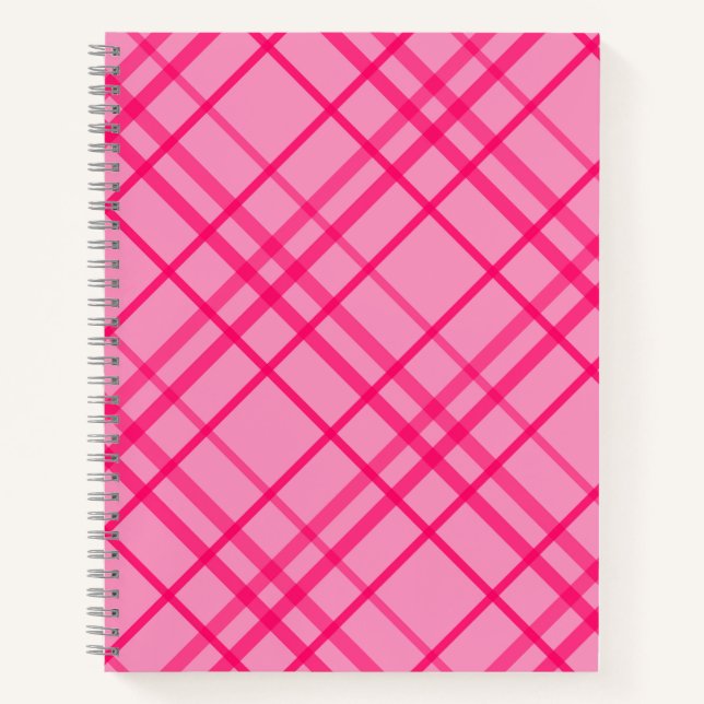 Cuaderno Diseño De Patrón De Tartán Rosa Sobre Tartán Rosa (Anverso)