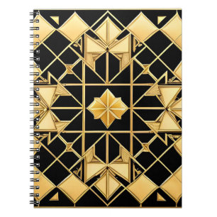 Cuaderno Diseño de patrón geométrico dorado elegante