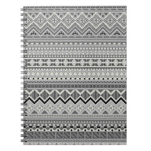 Cuaderno Diseño de patrones aztecos de color gris claro