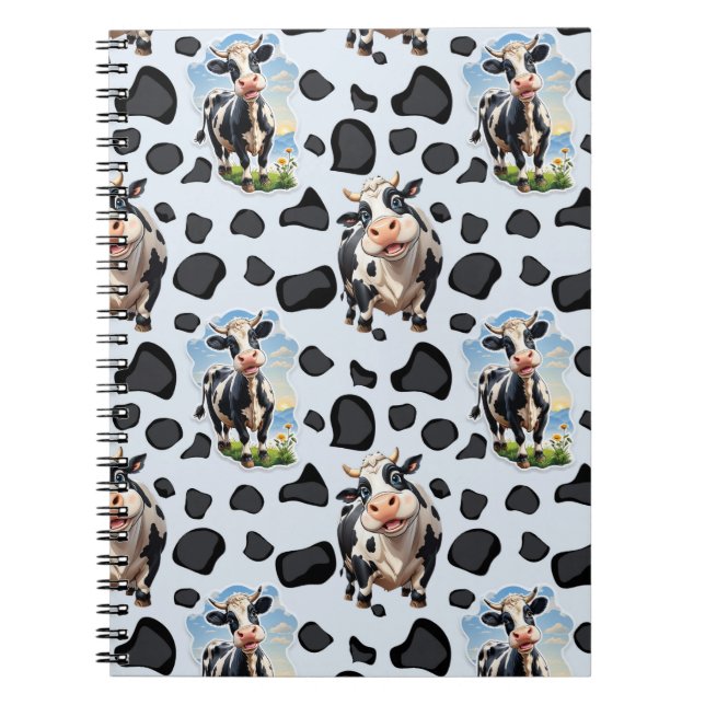 Cuaderno Diseño de patrones de animales de vaca (Frente)