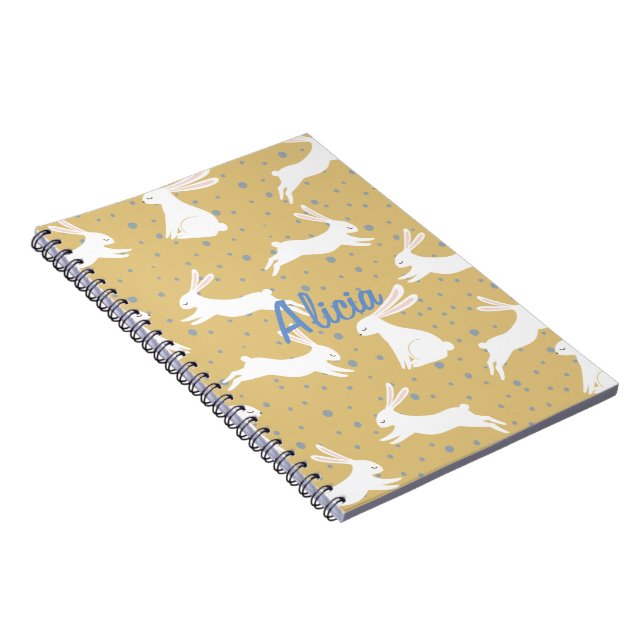 Cuaderno Diseño de patrones de conejo mate - Personalizable (Lado Derecho)