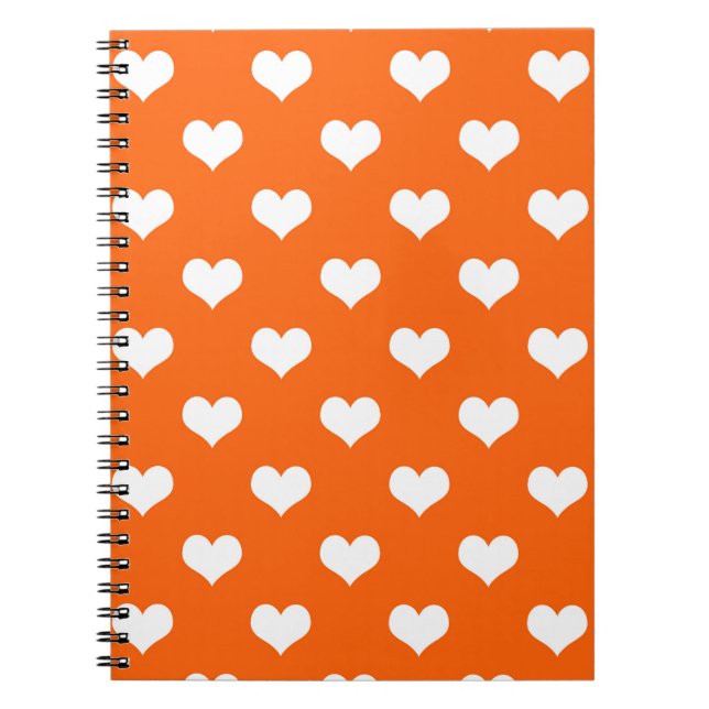 Cuaderno Diseño de patrones de corazón de amor blanco naran (Frente)