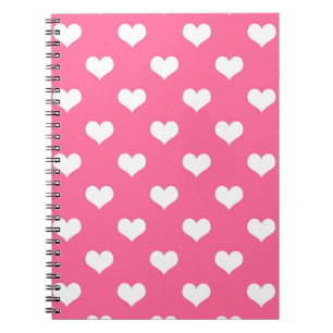 Cuaderno Diseño de patrones de corazón de amor blanco rosad