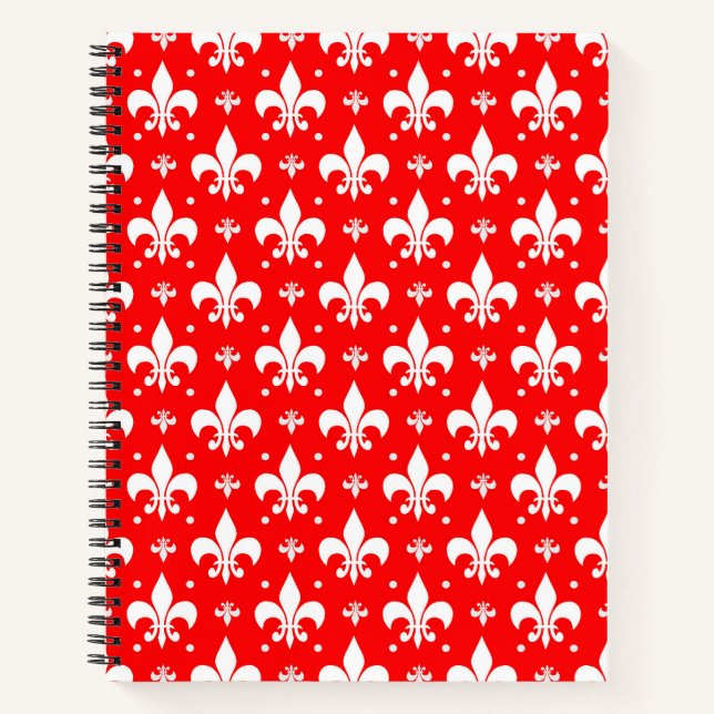 Cuaderno Diseño de patrones de flor rojo de lis (Anverso)