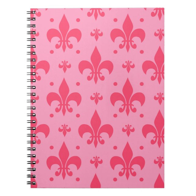 Cuaderno Diseño de patrones de flor rosado de lis (Frente)