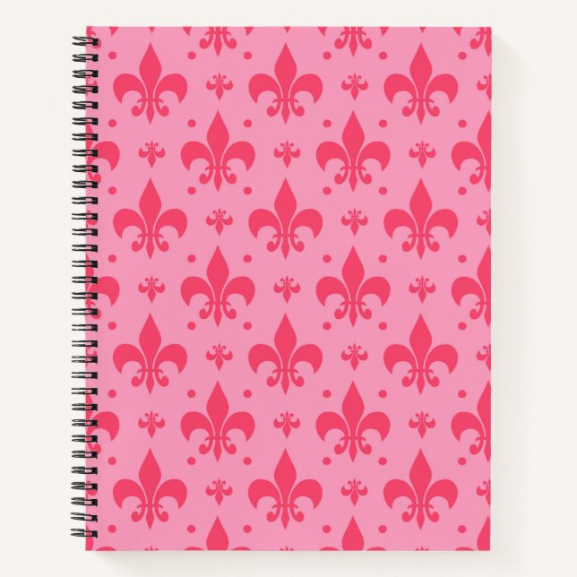 Cuaderno Diseño de patrones de flor rosado de lis (Anverso)