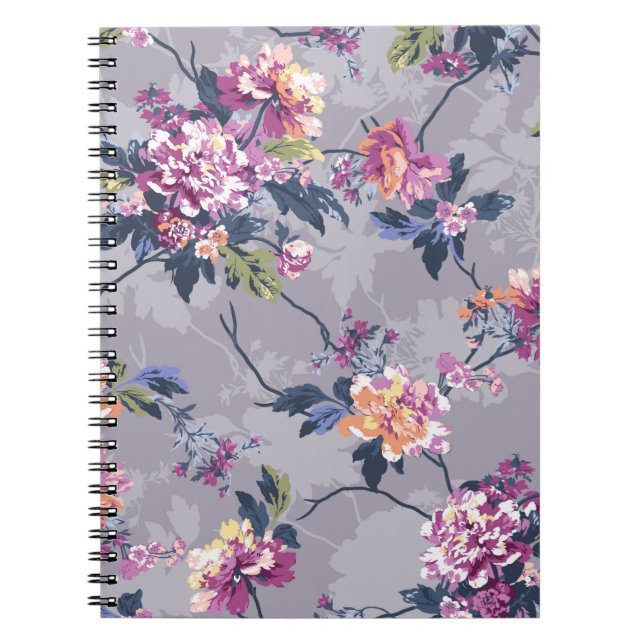Cuaderno diseño de patrones de flores ilustraciones textile (Frente)