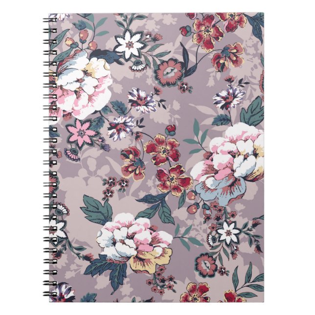 Cuaderno diseño de patrones de flores ilustraciones textile (Frente)