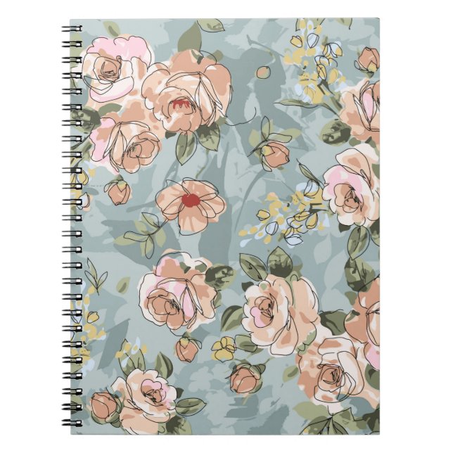 Cuaderno diseño de patrones de flores ilustraciones textile (Frente)