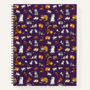 Cuaderno diseño de patrones de gato morado lindo para los a