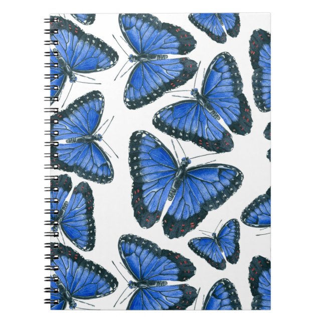 Cuaderno Diseño de patrones de morfo azul de mariposa (Frente)