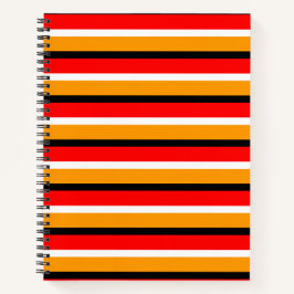 Cuaderno Diseño de patrones de rayas de Naranja rojo